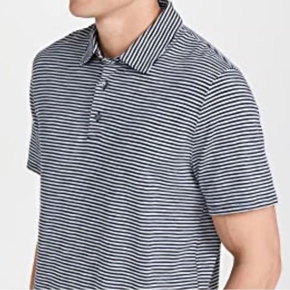 Vince Men's 100% Cotton Slub Stripe S/S Polo in Black and White Size XL - Picture 1 of 6